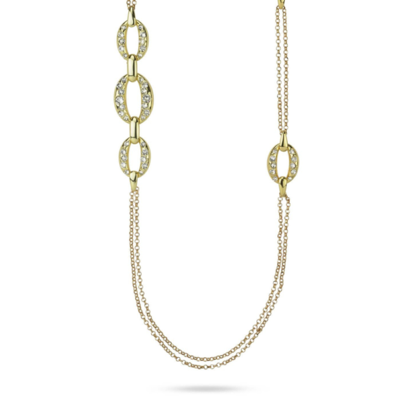 Collana Lunga Donna Boccadamo In Bronzo Placcato Oro Giallo E Cristalli Bianchi