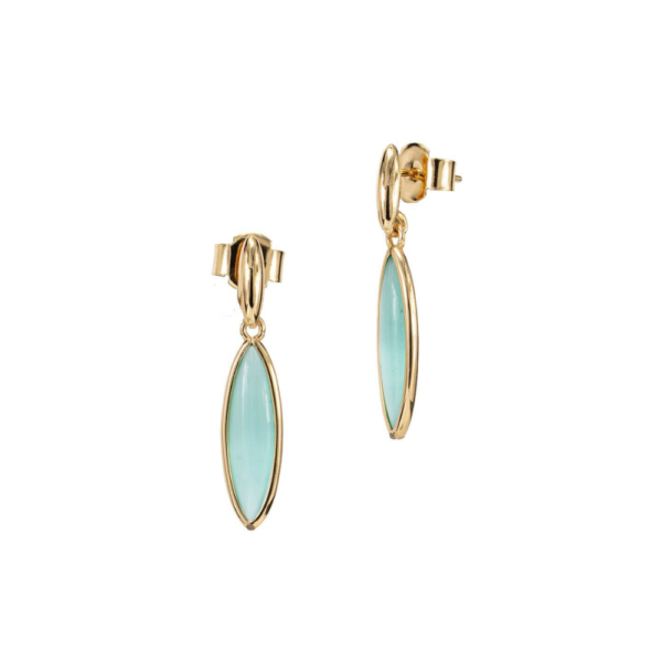 Orecchini Donna Boccadamo In Bronzo Placcato Oro Giallo E Cristallo Verde Chiaro