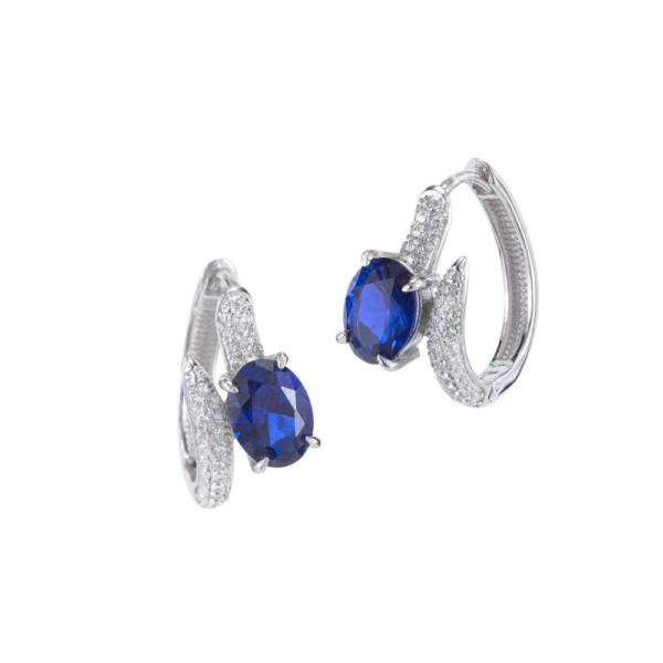 Orecchini Donna Bottega Boccadamo In Argento 925 Con Zirconi Bianchi E Cristallo Blu