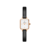 Orologio Donna Daniel Wellington In Acciaio Rosato E Pelle Nera Quadro Mini