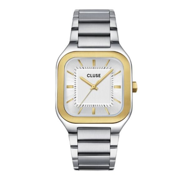 Orologio Uomo Cluse Quadrus In Acciaio Silver E Dorato