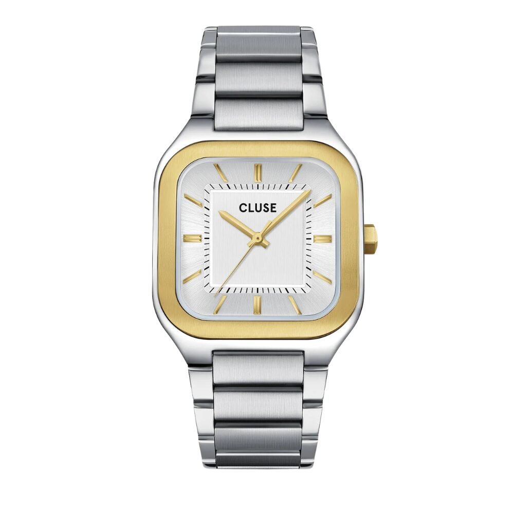Orologio Uomo Cluse Quadrus In Acciaio Silver E Dorato