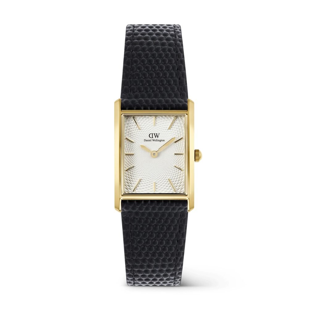 Orologio Uomo Daniel Wellington In Acciaio Dorato E Pelle Nera Bound Guilloché