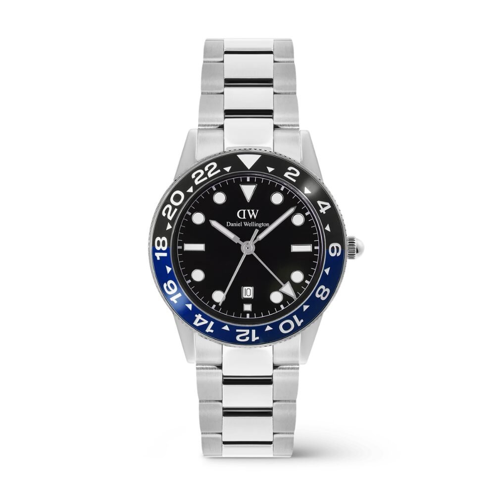 Orologio Uomo Daniel Wellington In Acciaio Silver E Ceramica Iconic Link Gmt
