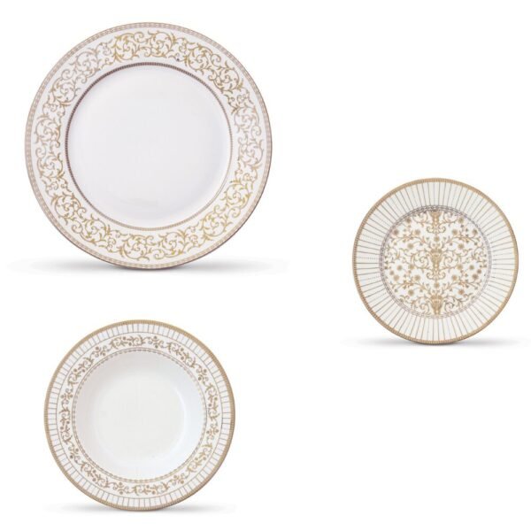 Set 18 Piatti Pozzi Milano In Porcellana Bianca Golden
