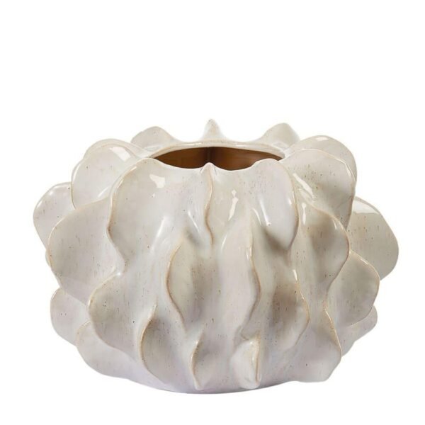 Vaso L'Oca Nera In Gres Bianco E Texture Materica