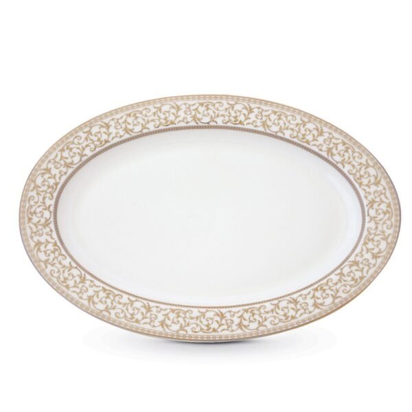 Vassoio Ovale Pozzi Milano In Porcellana Bianca Golden