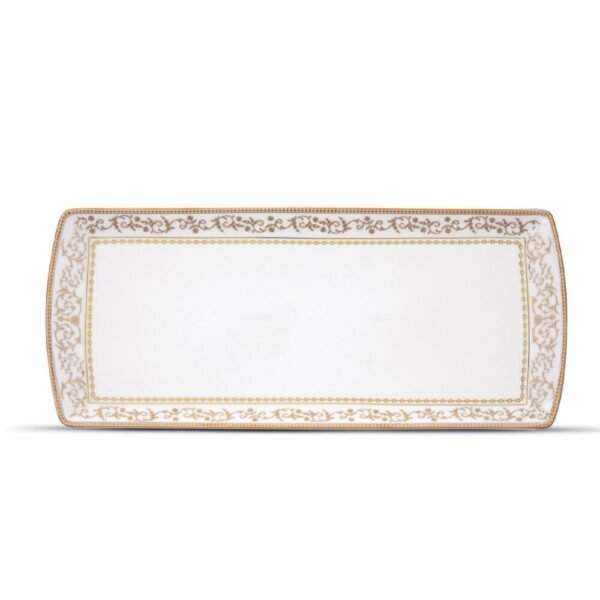 Vassoio Rettangolare Pozzi Milano In Porcellana Bianca Golden