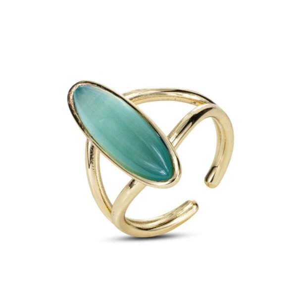 Anello Donna Boccadamo In Bronzo Placcato Oro Giallo E Cristallo Verde