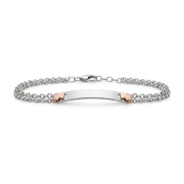 Bracciale Bimbo Nanan In Argento 925 Doppio Filo Con Targhetta Personalizzabile