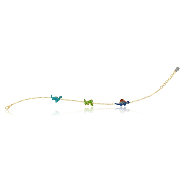Bracciale Bimbo Nanan In Argento 925 Dorato Con Dinosauri
