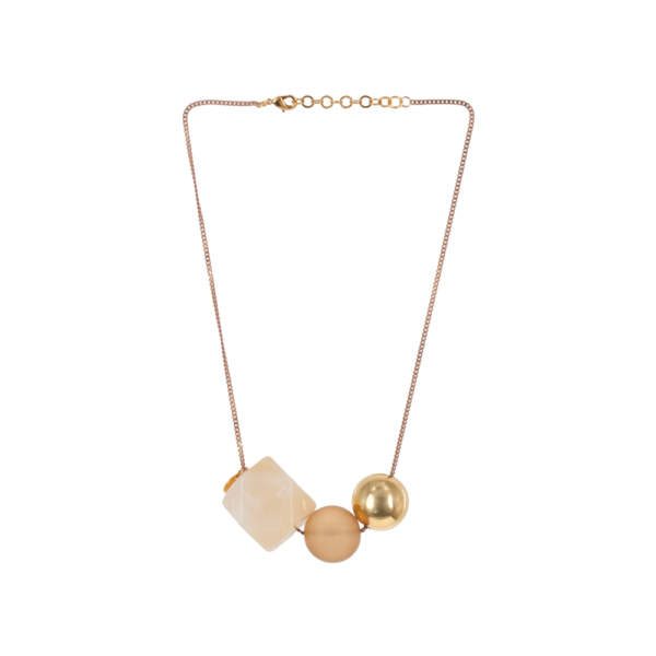Collana Donna Antura In Ottone Dorato E Elementi In Resina Ambra