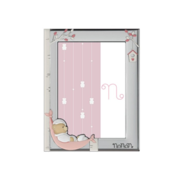 Cornice Portafoto Baby Rosa Nanan In Argento 925 E Orsetto
