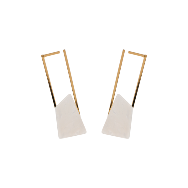 Orecchini Donna Antura In Ottone Dorato E Resina Bianca