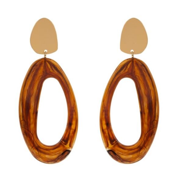 Orecchini Donna Antura In Resina Marrone E Ottone Dorato