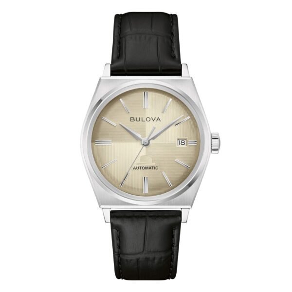 Orologio Uomo Bulova Automatico Frank Sinatra In Acciaio Silver E Pelle Nera