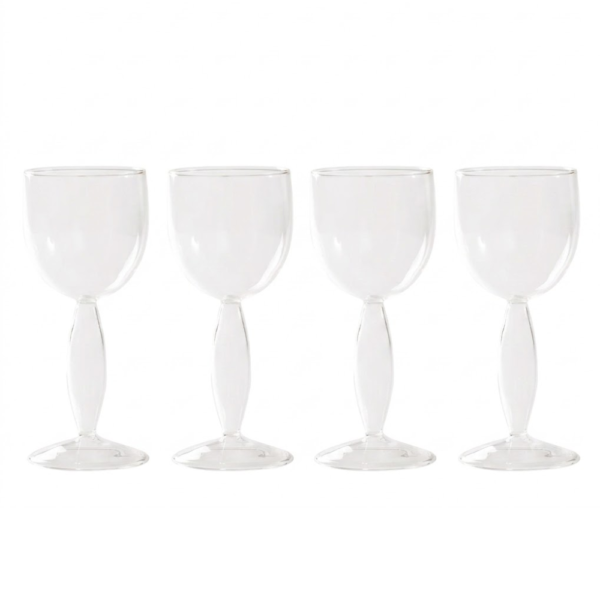 Set 4 Calici Vino Bianco Zafferano Dorico In Vetro Trasparente