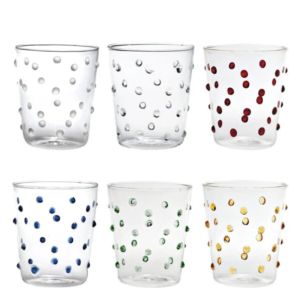 Set 6 Bicchieri Tumbler Party Zafferano In Vetro Multicolore