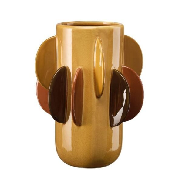 Vaso Alto L'Oca Nera In Gres E Elementi Decorativi Circolari