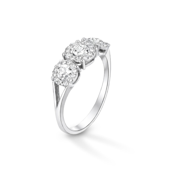 Anello Donna Igold Trilogy In Oro Bianco 9 Kt E Zirconi Bianchi