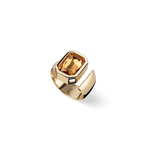 Anello Donna Unoaerre Joya In Ottone Dorato E Cristallo Giallo
