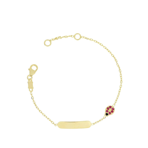 Bracciale Bambina Igold In Oro Giallo 9 Kt Con Coccinella E Zirconi Rossi