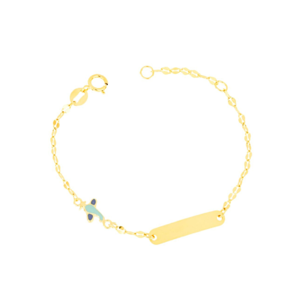 Bracciale Bambino Igold In Oro Giallo 9 Kt Con Aeroplanino Blu