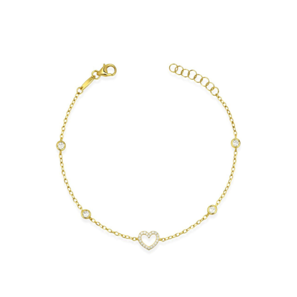 Bracciale Bimba Igold In Oro Giallo 9 Kt Con Cuore E Zirconi Bianchi