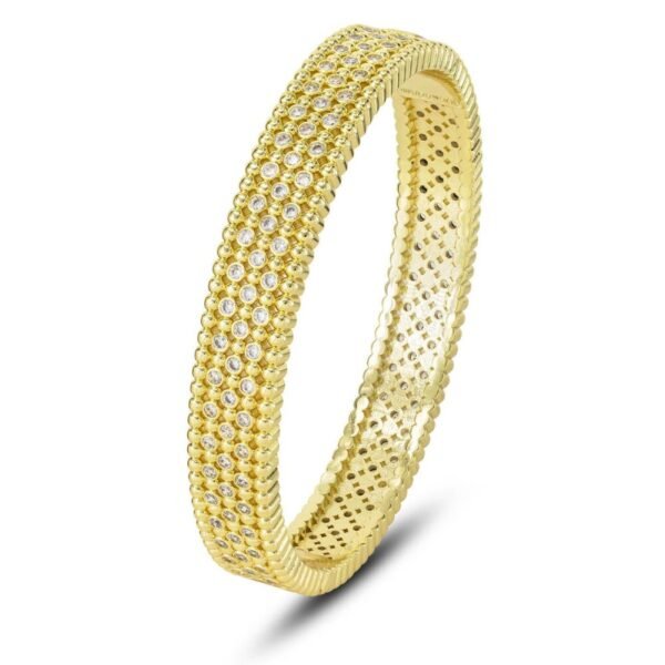 Bracciale Donna Bangle Boccadamo In Bronzo E Placcatura Oro Giallo Con Zirconi Bianchi