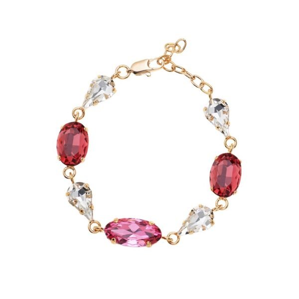 Bracciale Donna Ottaviani In Ottone Placcato Oro Giallo Con Cristalli Rosa E Bianco