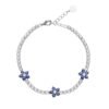 Bracciale Donna Tennis Ottaviani In Bronzo Rodiato Con Cubic Zirconia Bianchi E Blu A Fiore