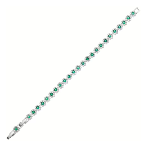 Bracciale Donna Tennis Ottaviani In Ottone Rodiato Con Cristalli Bianchi E Verdi