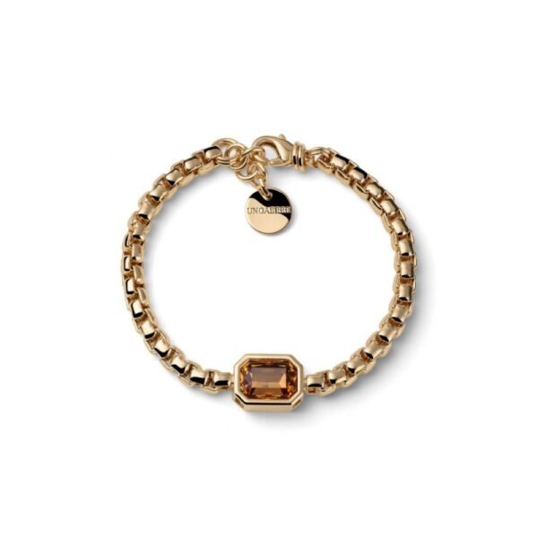 Bracciale Donna Unoaerre In Ottone Dorato E Cristallo Giallo Joya