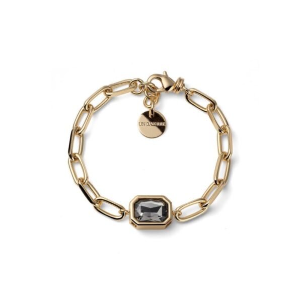 Bracciale Donna Unoaerre In Ottone Dorato E Cristallo Grigio Joya