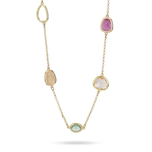 Collana Donna Boccadamo In Bronzo E Placcatura Oro Giallo Con Cristalli Multicolor Crisette