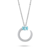 Collana Donna Bottega Boccadamo In Argento 925 Con Pendente Circolare E Cristalli Bianchi E Acquamarina