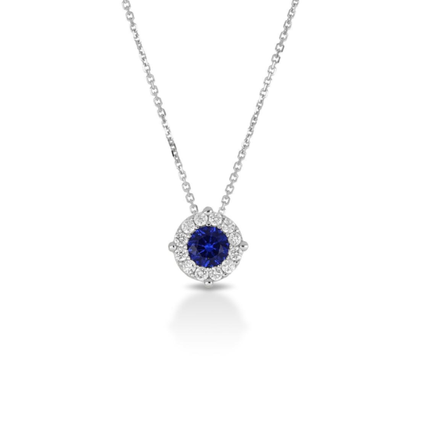 Collana Donna Igold In Oro Bianco 9 Kt Con Zircone Blu E Zirconi Bianchi