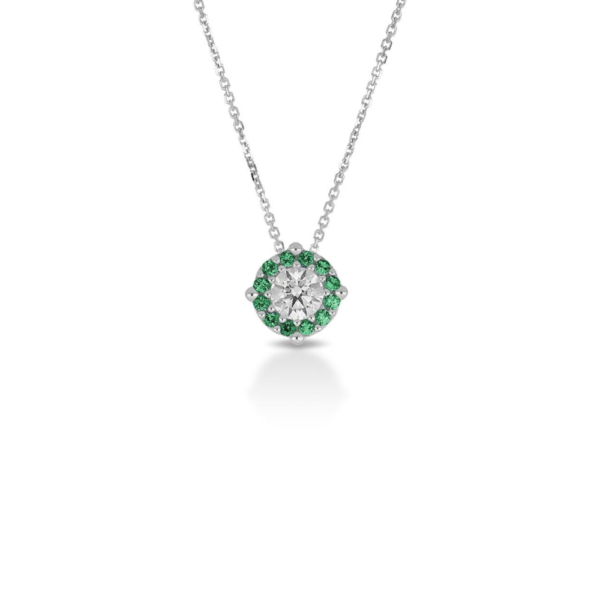 Collana Donna Igold In Oro Bianco 9 Kt Con Zirconi Bianchi E Verdi