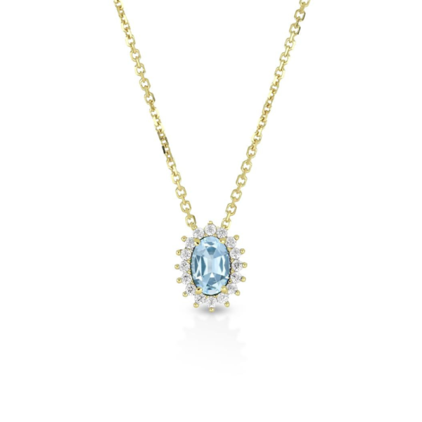 Collana Donna Igold In Oro Giallo 9 Kt Con Zircone Acquamarina E Zirconi Bianchi