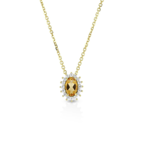 Collana Donna Igold In Oro Giallo 9 Kt Con Zircone Giallo E Zirconi Bianchi