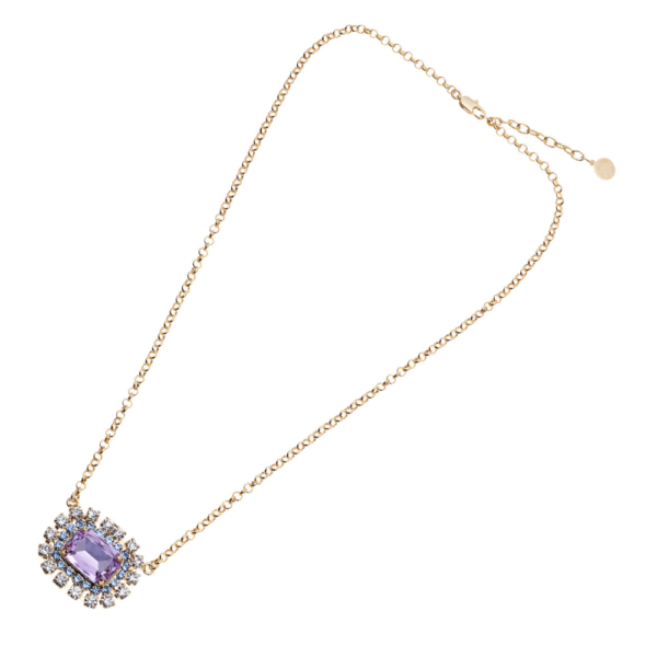 Collana Donna Ottaviani In Ottone Placcato Oro Giallo E Cristallo Viola