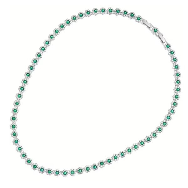 Collana Donna Tennis Ottaviani In Ottone Rodiato Con Cristalli Bianchi E Verdi