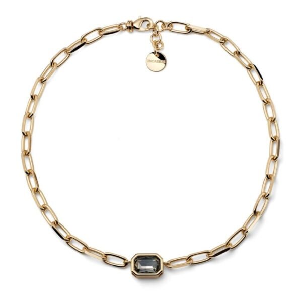 Collana Donna Unoaerre In Ottone Dorato E Cristallo Grigio Joya
