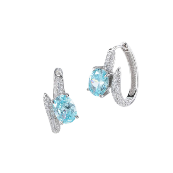 Orecchini Donna Bottega Boccadamo In Argento 925 Con Zirconi Bianchi E Cristallo Acquamarina