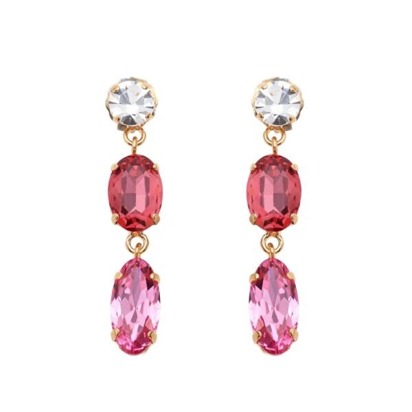 Orecchini Donna Ottaviani In Ottone Placcati Oro Giallo Con Cristalli Rosa E Bianco