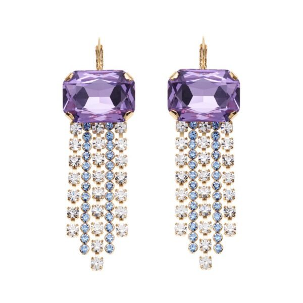 Orecchini Donna Ottaviani In Ottone Placcati Oro Giallo Con Cristallo Viola