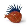 Scultura A Pesce Futuro D’Arte In Ceramica Blu E Rossa
