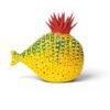 Scultura A Pesce Futuro D’Arte In Ceramica Gialla E Rossa