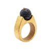 Anello Donna Ilardo Gioielli In Legno E Pietra Lavica Con Foglia D'Oro