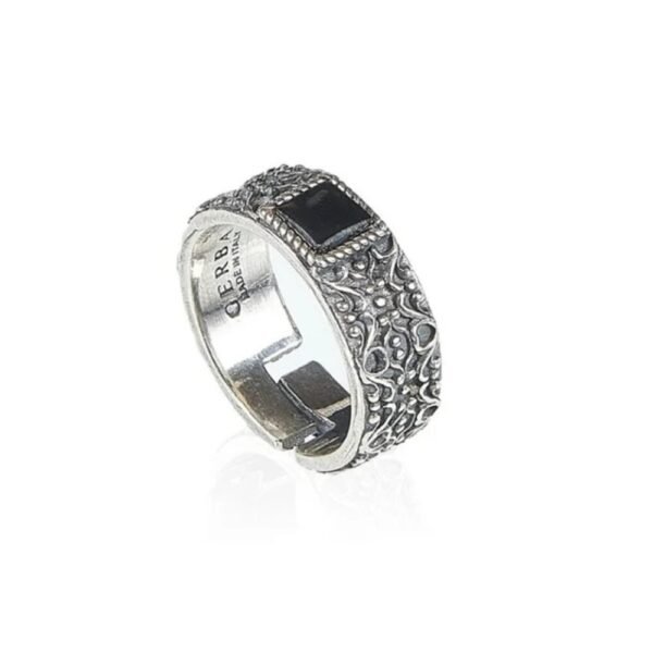 Anello Uomo Gerba In Argento 925 E Onice Nero